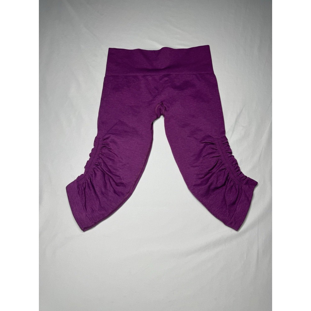 Lululemon In The Flow Crop II Leggings Purple/Pink Ruched Seamless Size 6 Gym